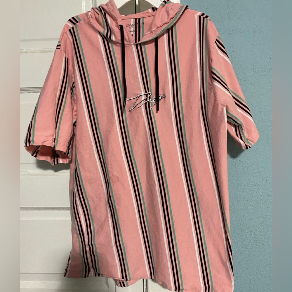 Vox Populi Neon Pink and Green Short Sleeve Hoodie Tee